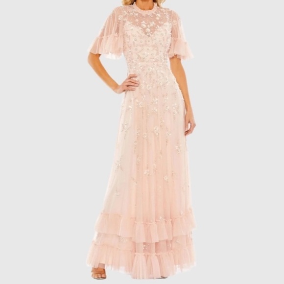 Mac Duggal Dresses & Skirts - Mac Duggal Blush Pink Embellished Tulle Maxi Dress